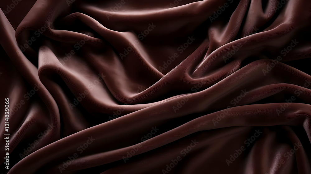 Obraz premium Flowing Brown Fabric Drapes Elegantly and Smoothly creating a Luxurious Textured Background