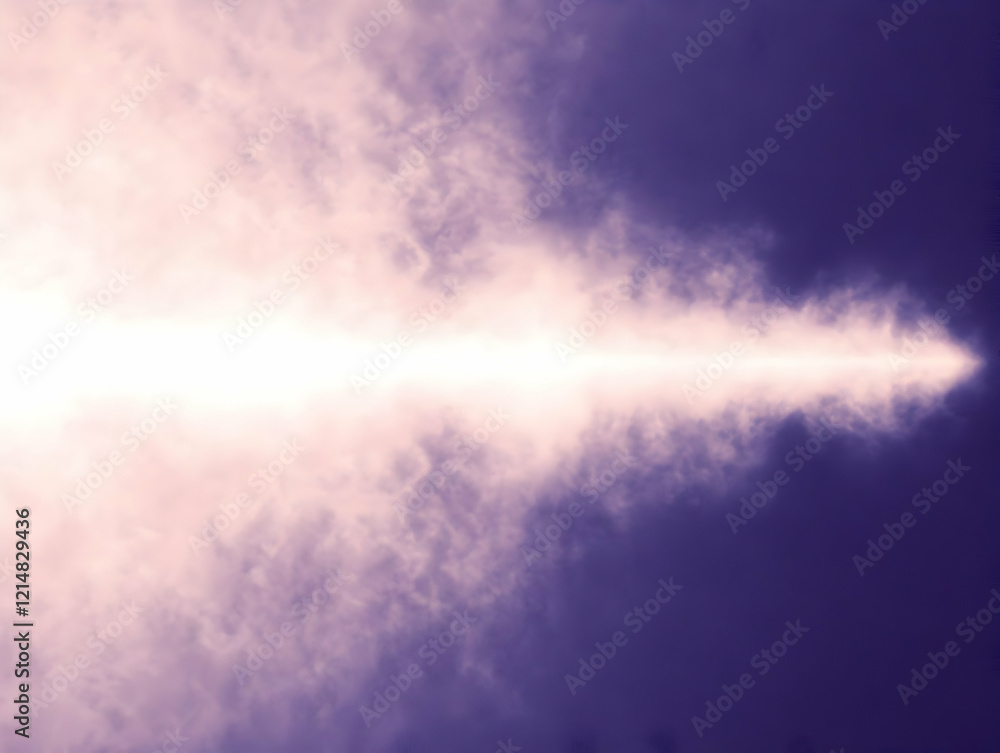 Fototapeta premium Abstract Light Beam Shines Through Pink and Purple Clouds Background