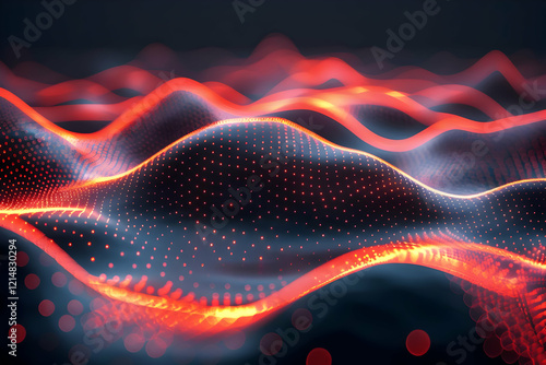Abstract Red and Orange Wav...