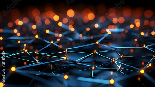 Abstract 3D Network with Gl...