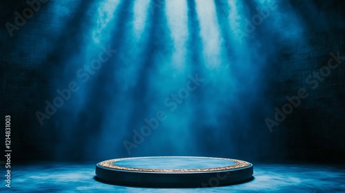 Blue Stage with Dramatic Lighting photo