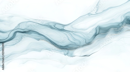 Wallpaper Mural Abstract fluid art painting with teal blue and silver hues creating an elegant look Torontodigital.ca