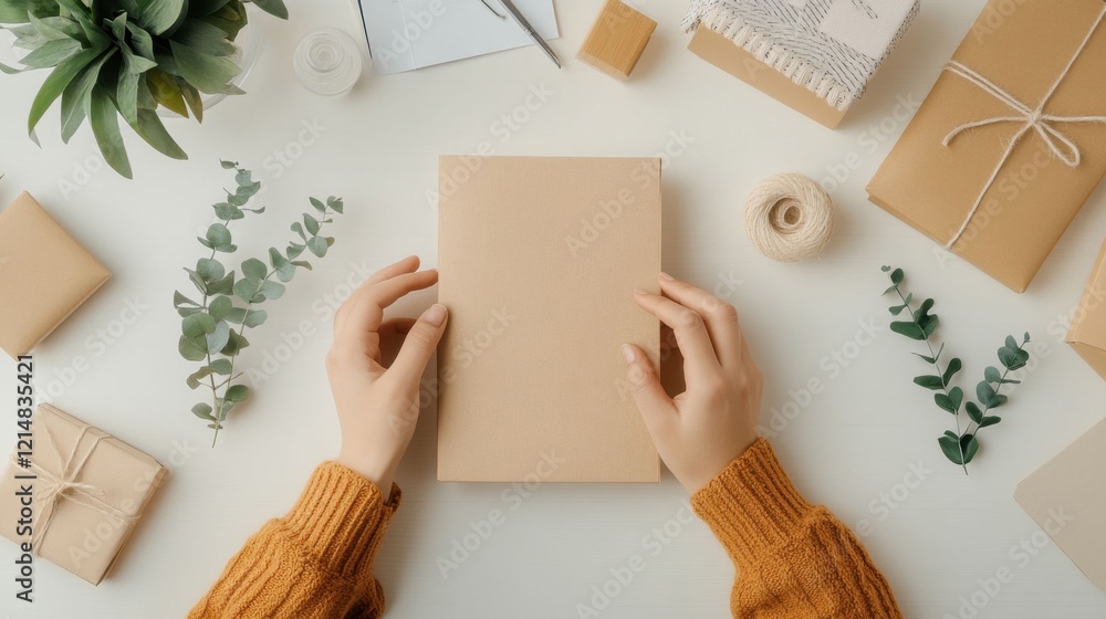 Fototapeta premium Eco-Friendly Packaging Design and Brainstorming Session at Workspace