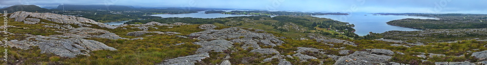 Fototapeta premium View from the summit of Bremsneshatten in Norway, Europe 