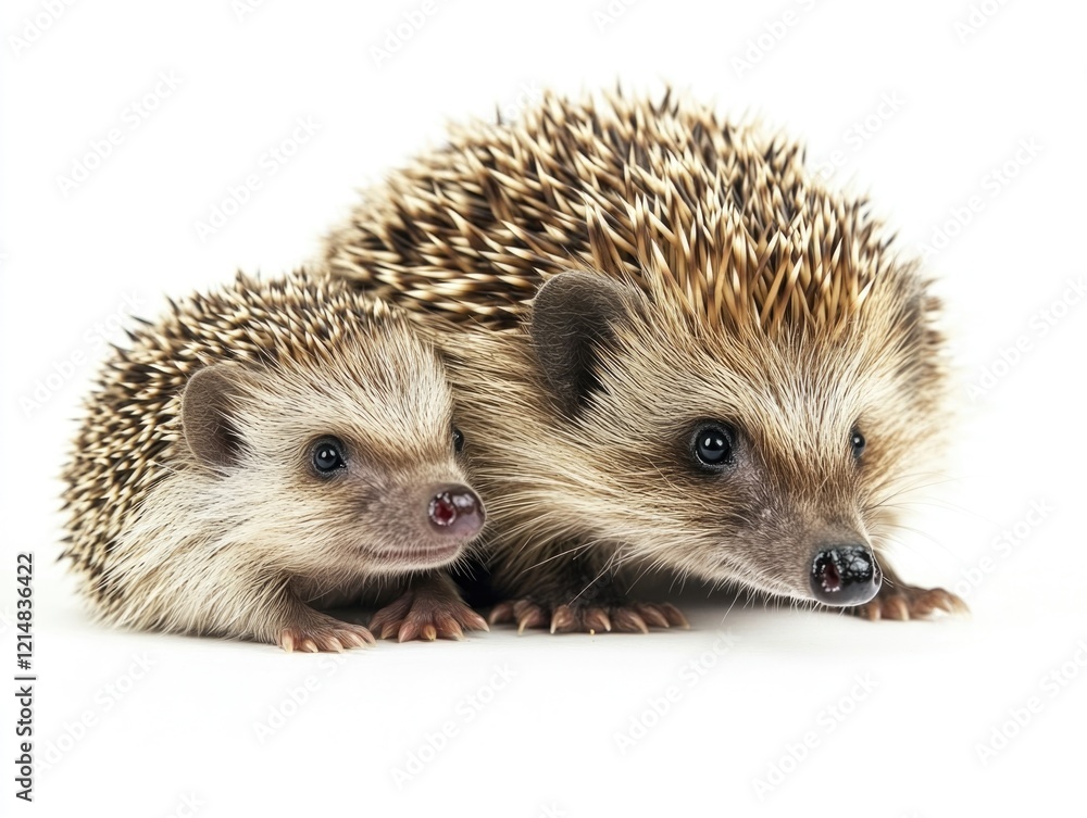 Obraz premium Cute pair of hedgehogs nestled together.