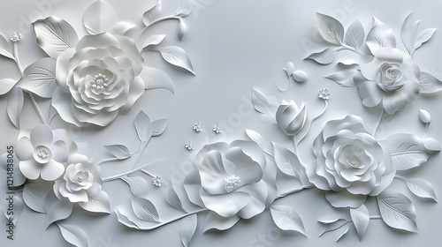 White Paper Flowers and Lea...