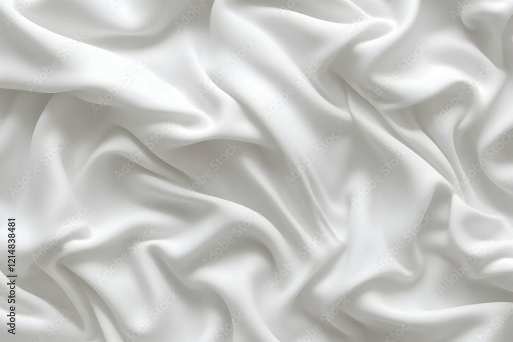 Fototapeta premium White Satin Fabric Drapes Elegantly, Creating Soft, Flowing Folds with a Smooth Texture