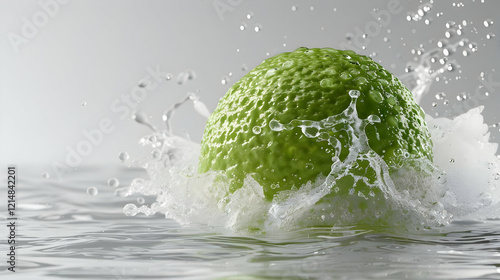 Green Citrus Fruit Splashin...
