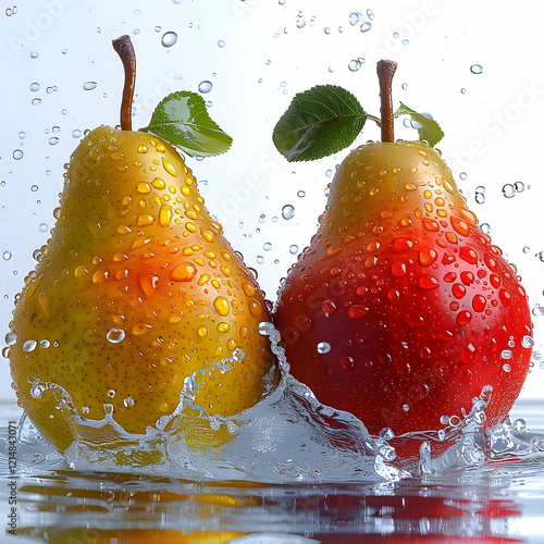 Two Ripe Pears Splashing in...