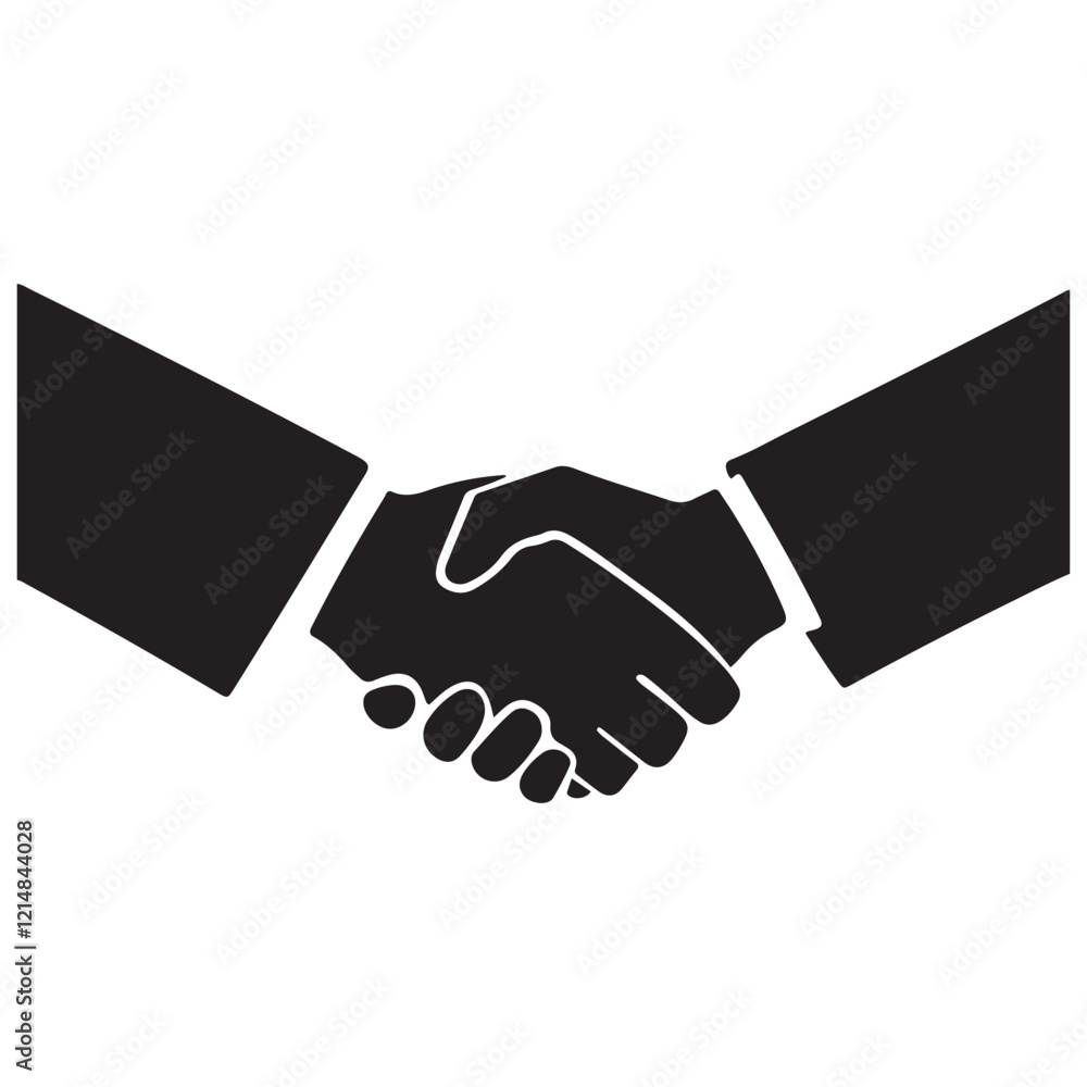 A silhouette vector illustration of a simple handshake icon on a white background A silhouette vector illustration of a simple handshake icon on a white background