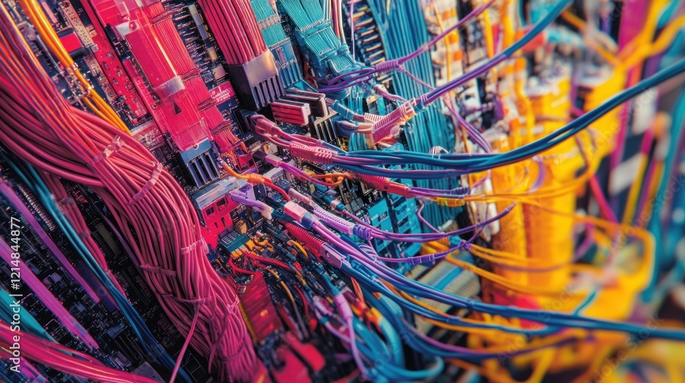 A Symphony of Wires: A Close-up of a Server's Inner Workings A Symphony of Wires: A Close-up of a Server's Inner Workings