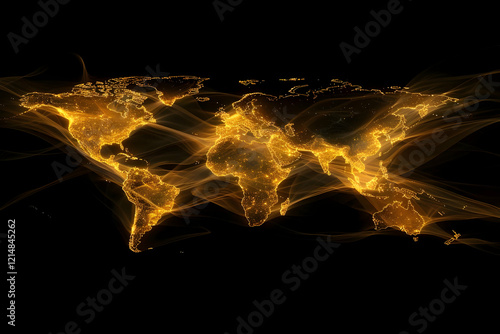 Glowing World Map with Abst...