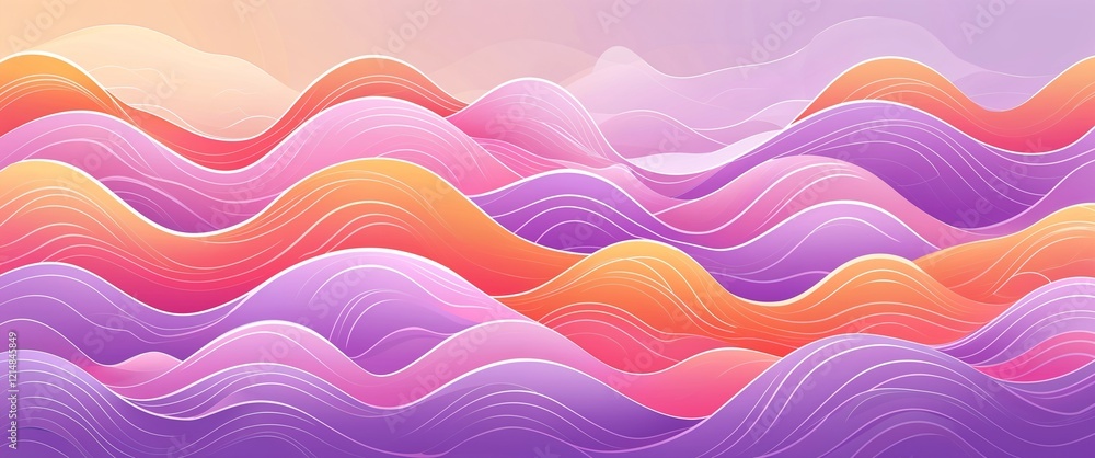 Soft pink and orange waves merging with pale purple gradient gentle flow illustration background design Soft pink and orange waves merging with pale purple gradient gentle flow illustration background design