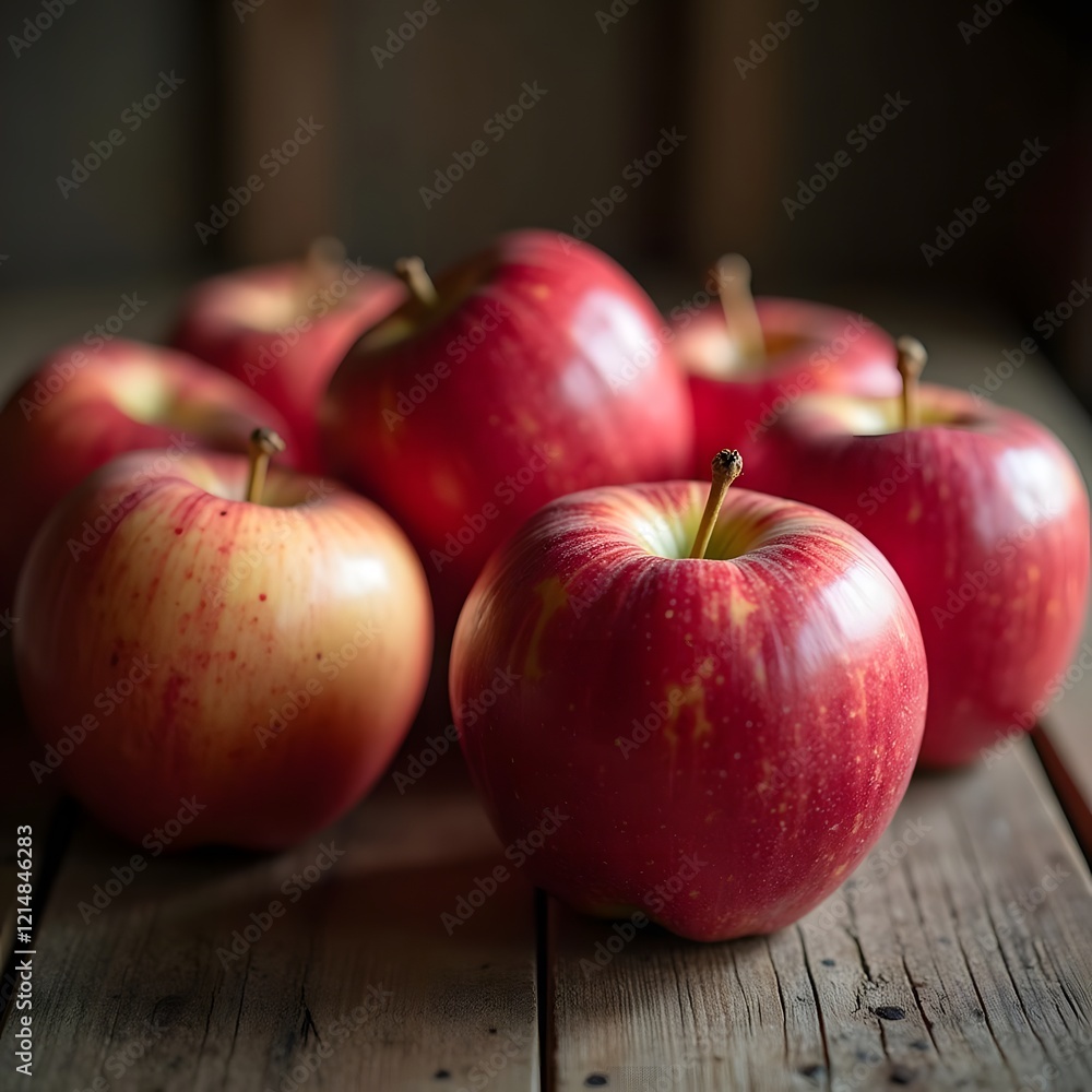 Rustic Harvest Luscious Apples on a Farm Table Rustic Harvest Luscious Apples on a Farm Table