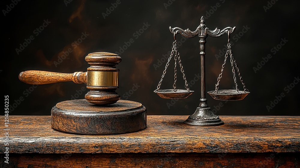 Wooden gavel and scales of justice on old wood. Wooden gavel and scales of justice on old wood.