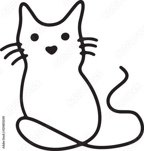 cat cute line art hand drawing minimalist doodle illustration