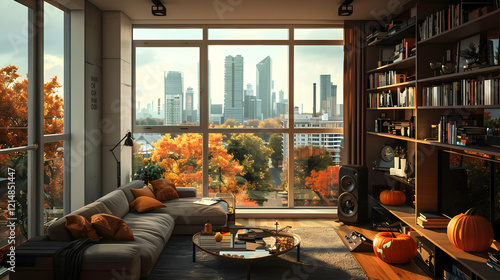 Cozy Autumn Living Room Ove...