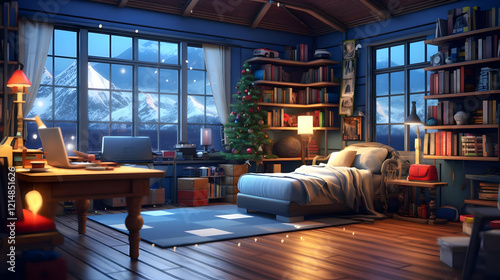 Cozy Christmas Bedroom Over...