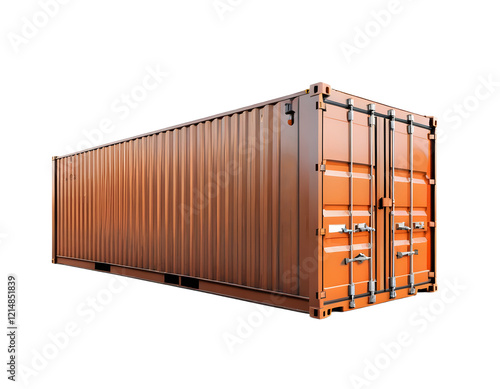 3D Render of an Orange and Brown Cargo Container