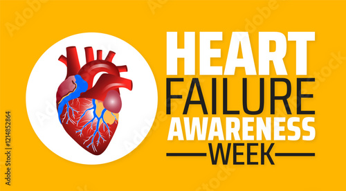Heart Failure Awareness Week background banner or poster design template. observed every year in February. Holiday concept. Use to any Template, card, poster, placard, template.