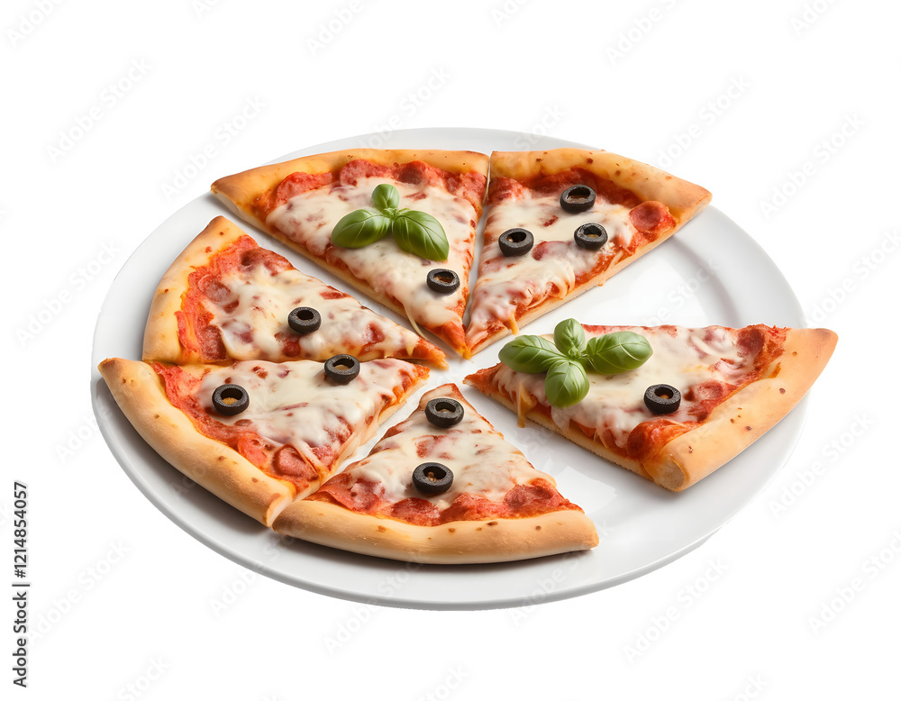 Delicious Pizza Slices on a White Plate Delicious Pizza Slices on a White Plate