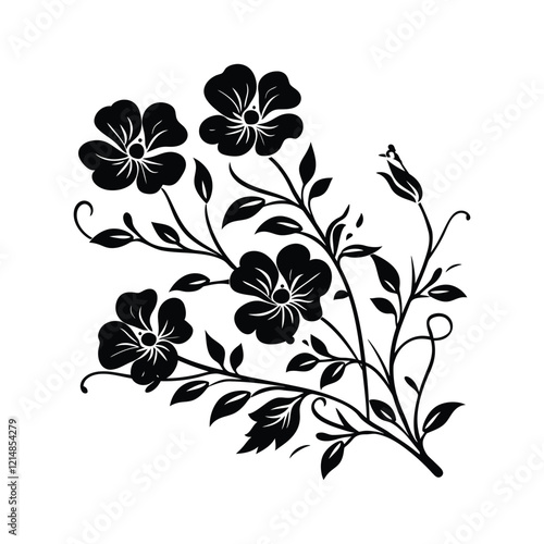 Floral Ornament Silhouette set Clipart on a white Background