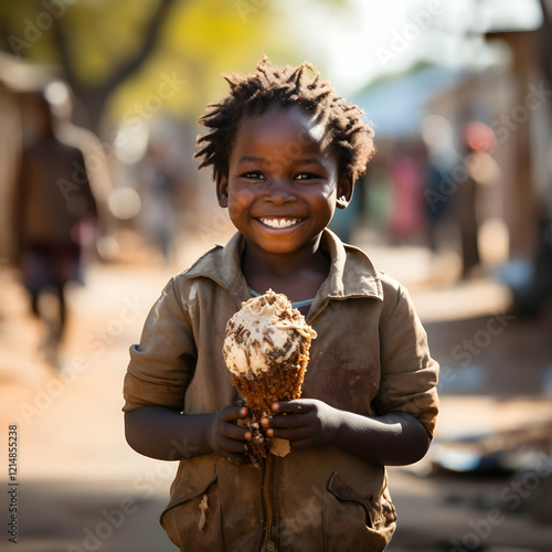 Smiling Child Holds Melted ...