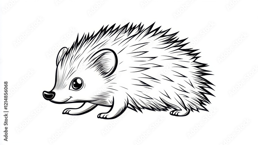 Fototapeta premium Cute Hedgehog Coloring Page Featuring Spiky Fur and Charming Details