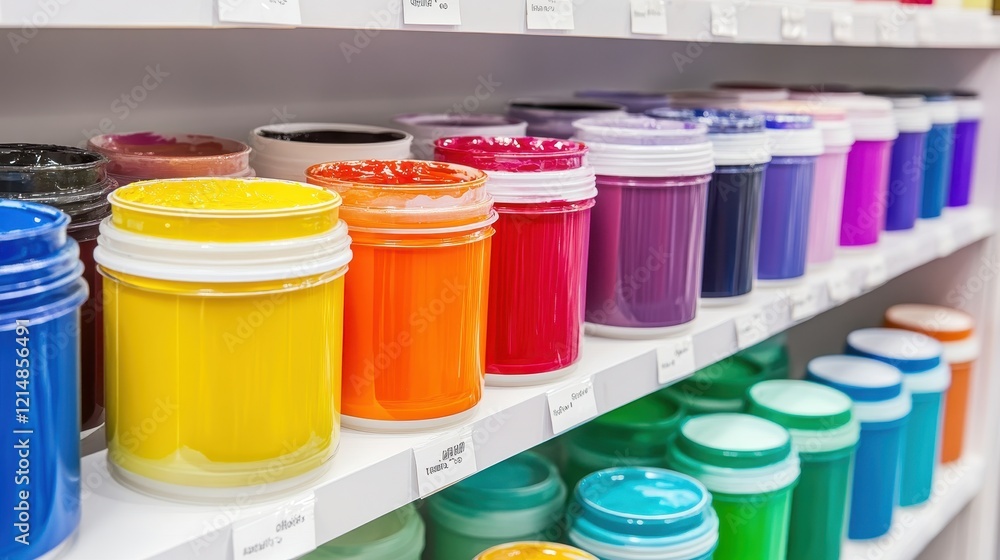 Colorful Paint Jars on Display Colorful Paint Jars on Display