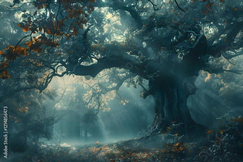 Mystical Forest with Sunbea...