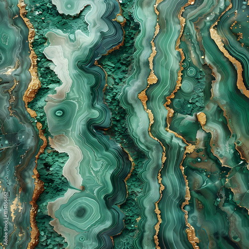 Emerald Green and Gold Abst...
