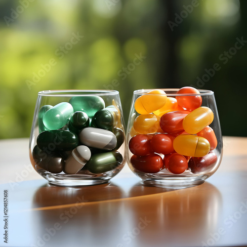Colorful Pills Fill Two Cle...