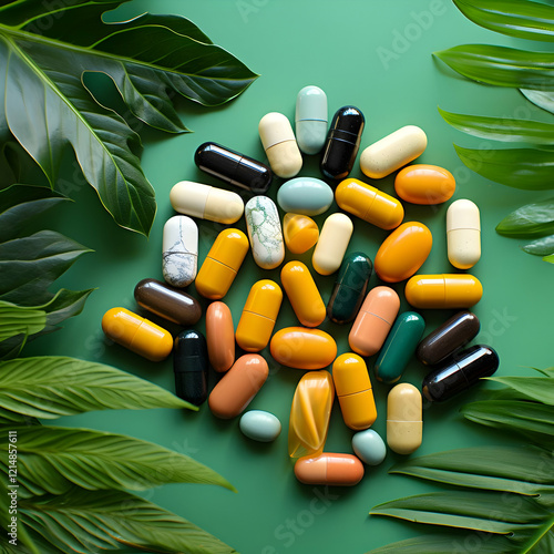 Colorful Pills Scattered on...