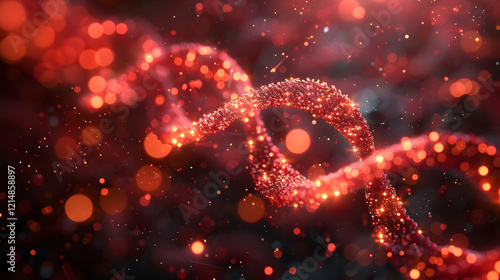 Glowing Red DNA Double Heli...
