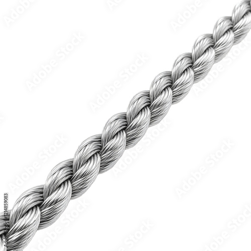 Part of twisted metal cable on isolated background. For presentations or design.