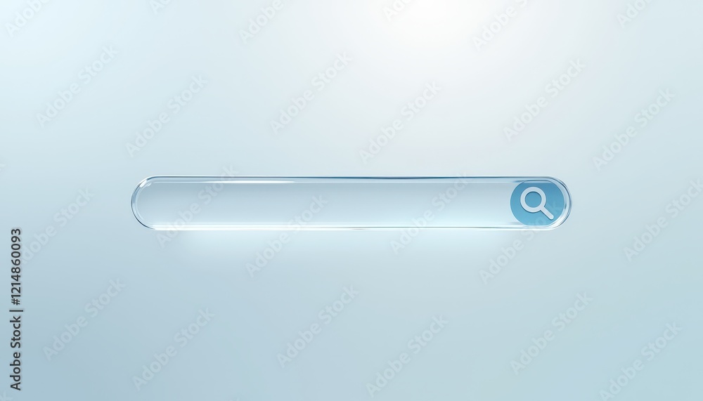 Transparent Search Bar with Blue Magnifying Glass Icon on Light Background Transparent Search Bar with Blue Magnifying Glass Icon on Light Background