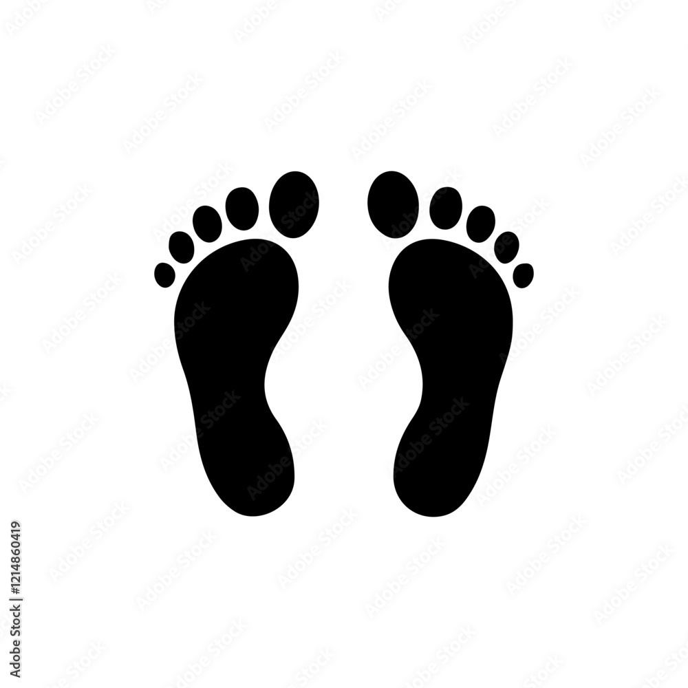 Black Human foot print silhouette vector illustration on white background. Black Human foot print silhouette vector illustration on white background.