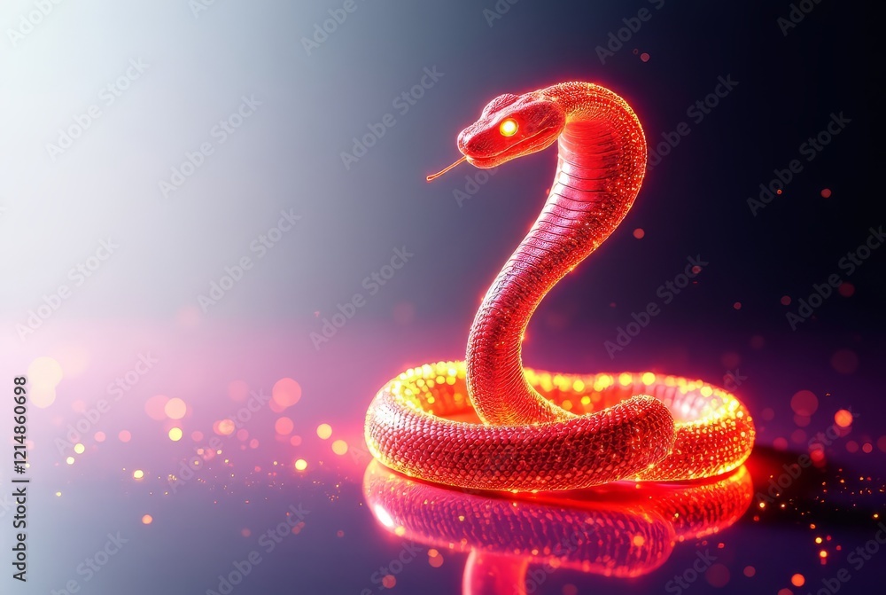 Fototapeta premium Glowing Cobra Silhouette - Minimalist AI Art