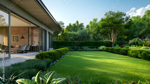 Modern House with Lush Gree...