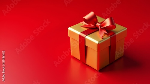 Wallpaper Mural Golden Gift Box on Red Background - Black Friday Sale Torontodigital.ca