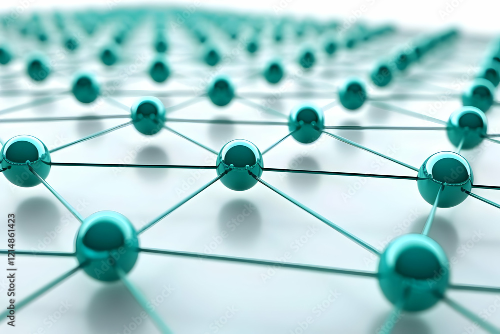 3D Render of Interconnected Teal Spheres Illustrates Network Concept Perfectly 3D Render of Interconnected Teal Spheres Illustrates Network Concept Perfectly