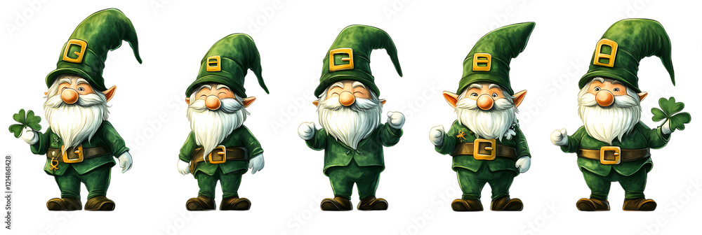 St. Patrick's Day Gnome Set Illustration on Transparent Background St. Patrick's Day Gnome Set Illustration on Transparent Background