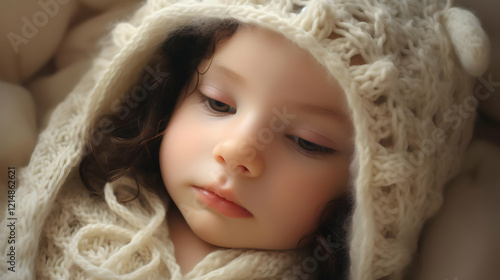 Close-up of a Young Child W...