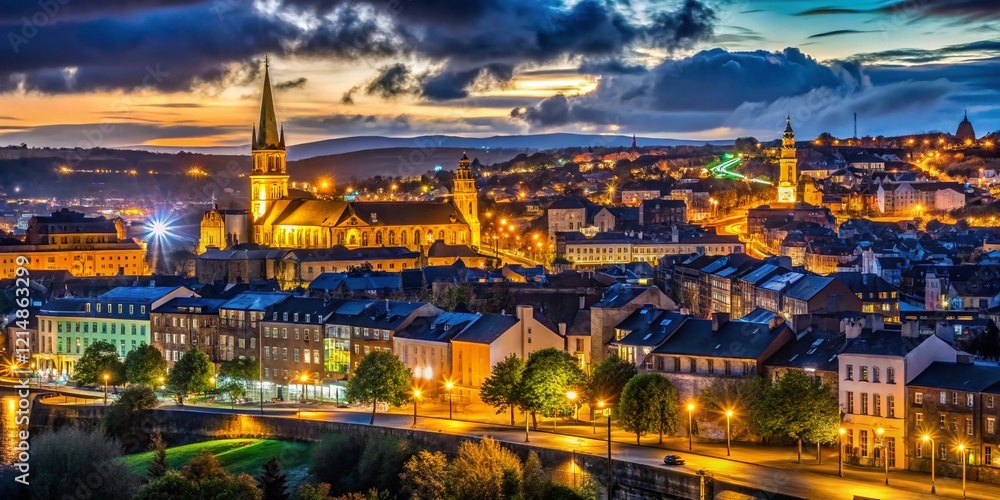 Fototapeta premium Derry City Night Photography, Halloween 2013 - Unique Urban Perspective