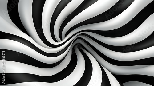 Abstract 3D Black and White...