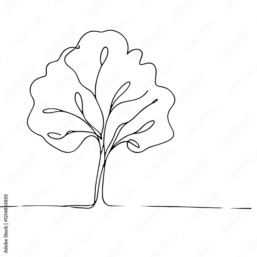 Monoline Tree Artwork in Black and White