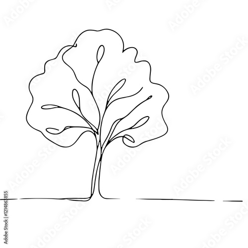 Monoline Tree Artwork in Black and White