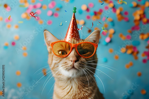Ginger Cat Wears Party Hat ...