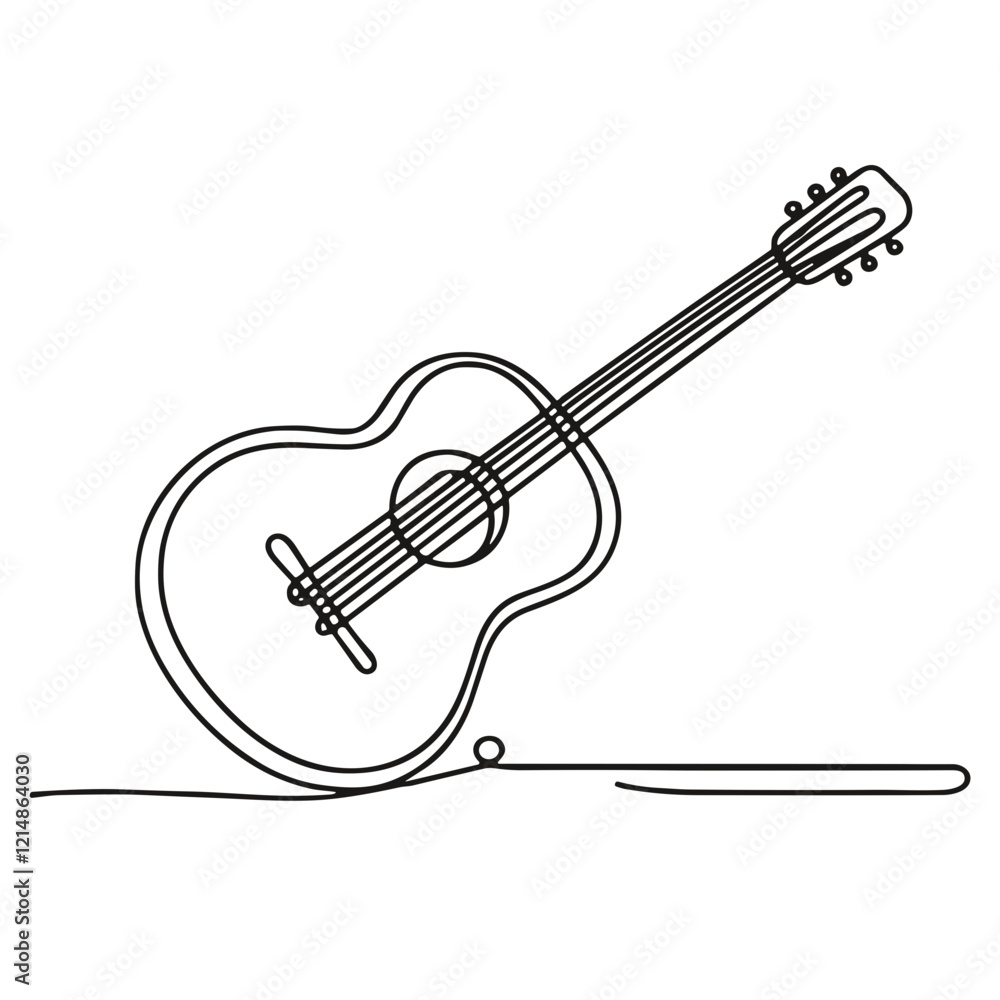 Fototapeta premium Monoline Guitar Line Art Drawing
