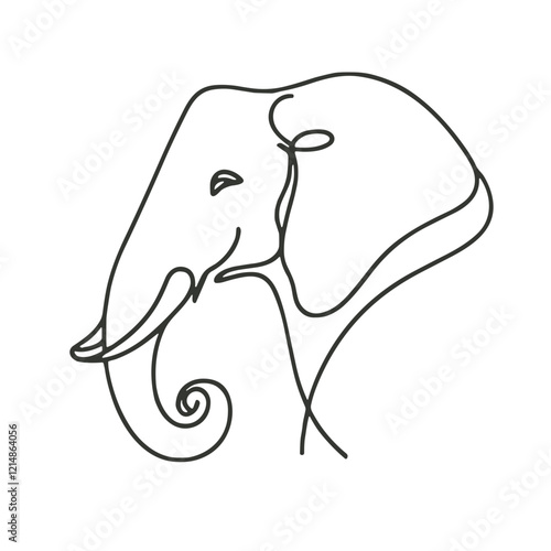 Monoline Elephant Illustration in Minimalist Style photo